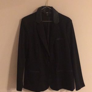 mossino note knit and faux leather jacket